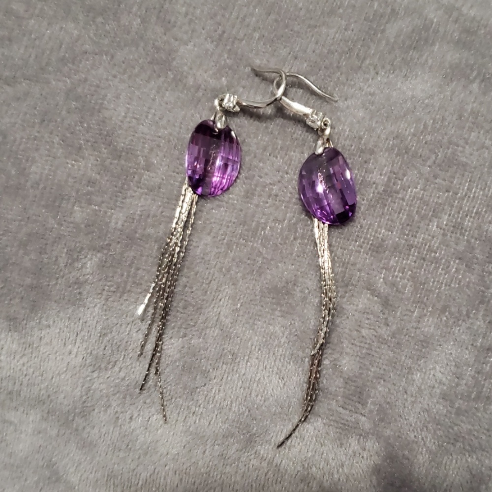 Sterling silver purple crystal earrings